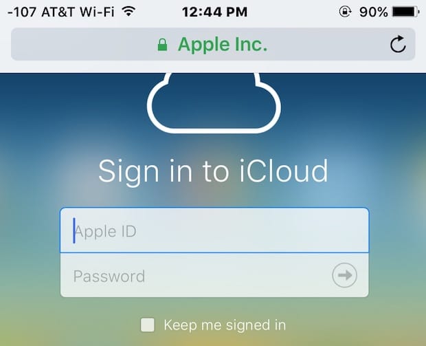 iCloud sign in