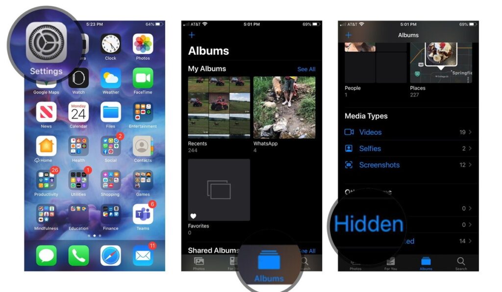 Unhide photos and videos